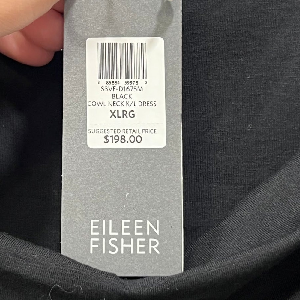 Eileen Fisher Womens Dress Size XL Black Cowl Neck Sleeveless Swing Trapeze NWT - Picture 6 of 8